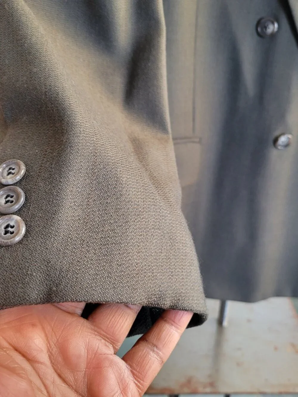 Vintage Dolfino Uomo Moda Italia Double Breasted Gray Blazer Jacket